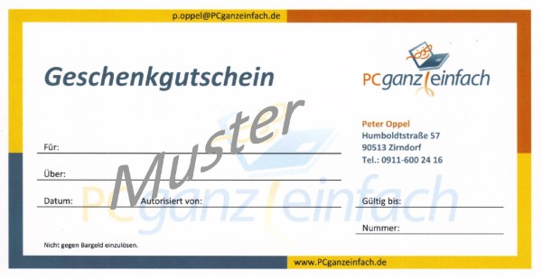 PCganzeinfach-Geschenkgutschein PCganzeinfach-Geschenkgutschein